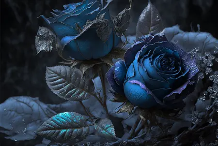 Alexsar Art schilderij Deco panel blauwe rozen 120x80cm