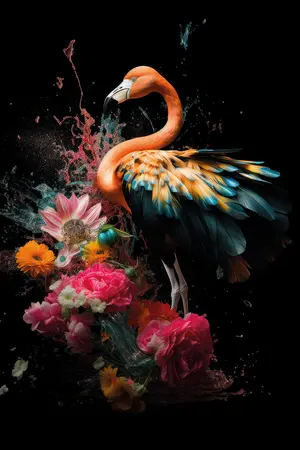 Alexsar Art schilderij Glas art flamingo 90x60cm - afbeelding 1