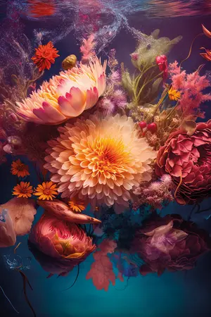 Alexsar Art schilderij Glas art bloemen water 120x80cm