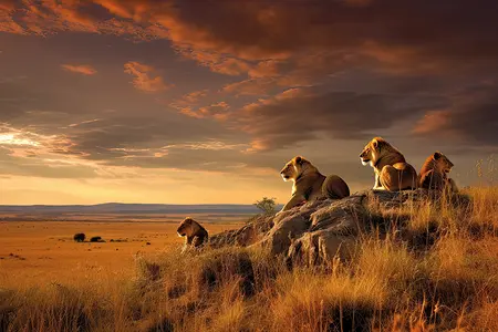 Alexsar Art schilderij Glas art kudde leeuwen 120x80cm