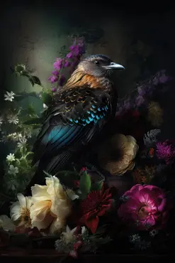 Alexsar Art schilderij Glas art raven floral 150x100cm