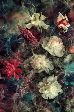 Alexsar Art schilderij Glas art smoky flowers 120x80cm