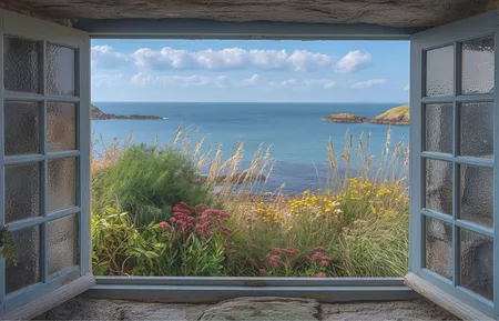 Alexsar Art Tuindoek doorkijk oceaan 140x90cm - afbeelding 1