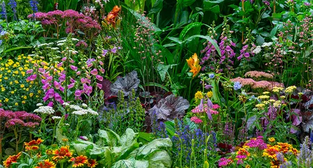 Alexsar Art Tuinschilderij bloementuin 130x70cm