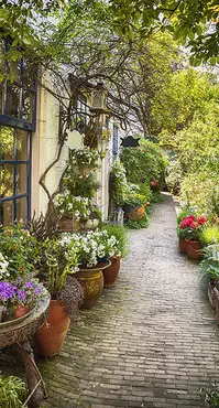 Alexsar Art Tuinschilderij bloempot pad 130x70cm