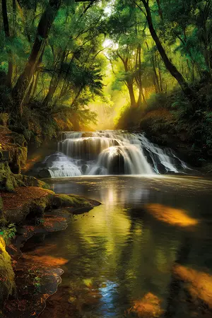 Alexsar Art Tuinschilderij bos rivier 50x70cm - afbeelding 1