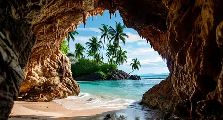 Alexsar Art Tuinschilderij cave beach 130x70cm - afbeelding 1