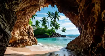 Alexsar Art Tuinschilderij cave beach 130x70cm - afbeelding 1