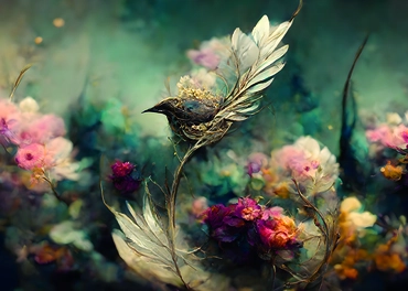 Alexsar Art Tuinschilderij floral birdie 70x50cm - afbeelding 1