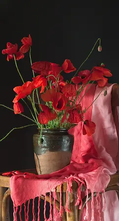 Alexsar Art Tuinschilderij rode bloemen in een vaas 130x70cm