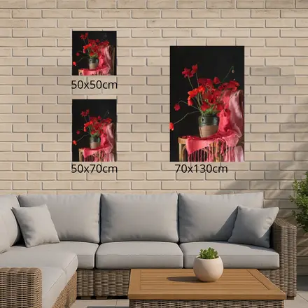 Alexsar Art Tuinschilderij rode bloemen in een vaas 50x50cm - afbeelding 2