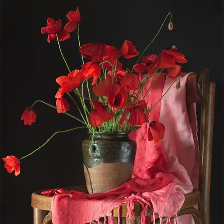 Alexsar Art Tuinschilderij rode bloemen in een vaas 50x50cm - afbeelding 1