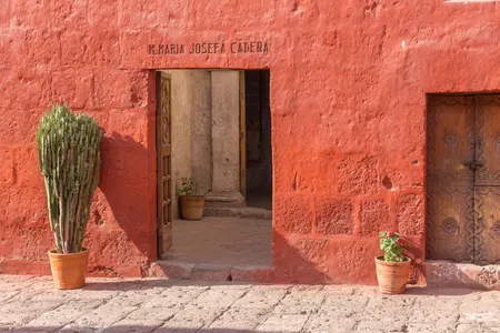 Alexsar Art Tuinschilderij rode doorgang 130x70cm