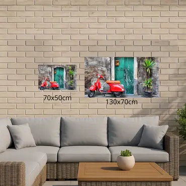 Alexsar Art Tuinschilderij rode scooter 70x50cm - afbeelding 3