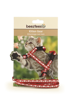 Beeztees Kittentuig Hartjes Rood 120cm x 10mm