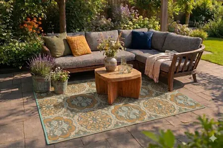 Buitenkleed 150x210cm groen/bruin/oranje