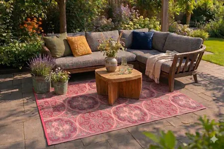 Buitenkleed 150x210cm roze/paars