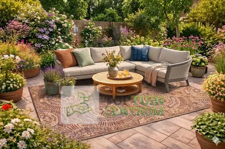 Buitenkleed 180x270cm camel/bruin/ivoor