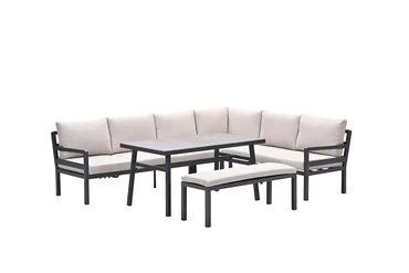 Corsica lounge-diningset - 4-delig - rechts - carbon black - desert sand - grijs