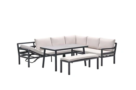 Corsica lounge-diningset - 4-delig - rechts - carbon black - desert sand - grijs detail