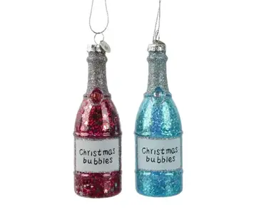 Decoris glas fles christmas bubbels - assortiment