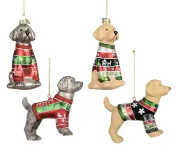 Decoris glas hond met trui - assortiment