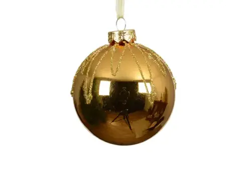 Decoris kerstbal glas d8cm goud met glitter