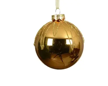 Decoris kerstbal glas d8cm goud met glitter