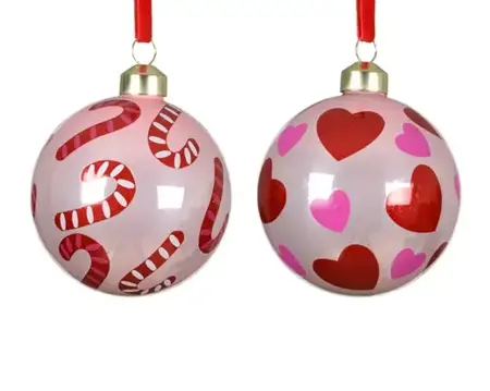 Decoris kerstbal glas d8cm roze - assortiment