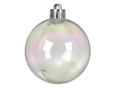 Decoris kerstbal plastic | 6 stuks | 8 centimeter | transparant/iris - afbeelding 2