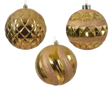 Decoris kerstbal plastic d12cm lichtgoud - assortiment