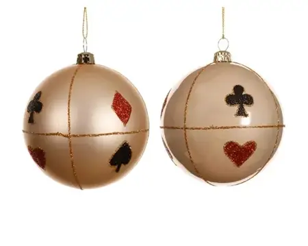 Decoris kerstbal plastic kaarttekens d8cm parel - assortiment