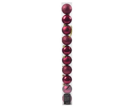 Decoris kerstbal set plastic | 10 stuks | 6 centimeter | granaatappel - afbeelding 1