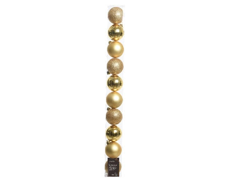 Decoris kerstbal set plastic | 10 stuks | 6 centimeter | licht goud