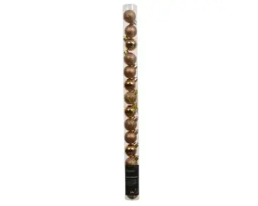 Decoris kerstbal set plastic | 14 stuks | 3 centimeter | brandy - afbeelding 1