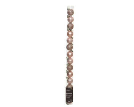 Decoris kerstbal set plastic | 14 stuks | 3 centimeter | poederroze
