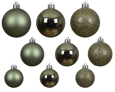 Decoris kerstbal set plastic | 30 stuks | 4-5-6 centimeter | rosemarijn - afbeelding 2