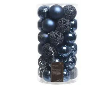 Decoris kerstbal set plastic | 37 stuks | 6 centimeter | nachtblauw - afbeelding 1