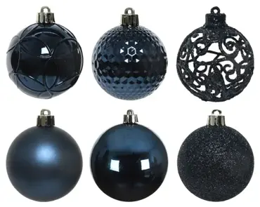 Decoris kerstbal set plastic | 37 stuks | 6 centimeter | nachtblauw - afbeelding 2