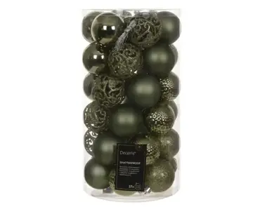 Decoris kerstbal set plastic | 37 stuks | 6 centimeter | rosemarijn - afbeelding 1