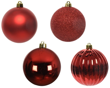 Decoris kerstbal set plastic | 4 stuks | 10 centimeter | kerstrood - afbeelding 2
