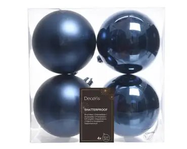 Decoris kerstbal set plastic | 4 stuks | 10 centimeter | nachtblauw - afbeelding 1