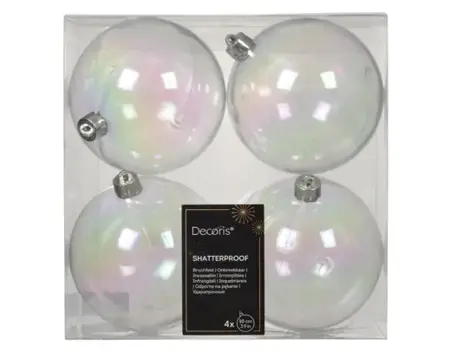 Decoris kerstbal set plastic | 4 stuks | 10 centimeter | transparant/iris - afbeelding 1