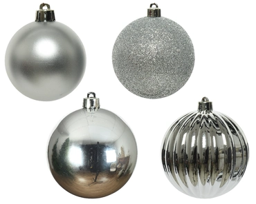 Decoris kerstbal set plastic | 4 stuks | 10 centimeter | zilver - afbeelding 2