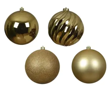 Decoris kerstbal set plastic | 4 stuks | 14 centimeter | lichtgoud - afbeelding 2