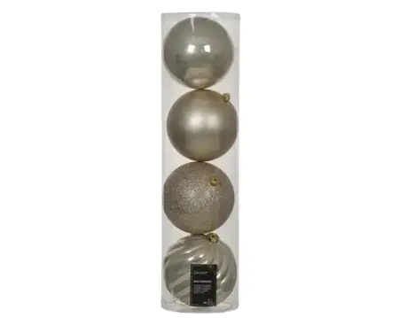 Decoris kerstbal set plastic | 4 stuks | 14 centimeter | parel - afbeelding 1