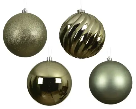 Decoris kerstbal set plastic | 4 stuks | 14 centimeter | rosemarijn - afbeelding 2