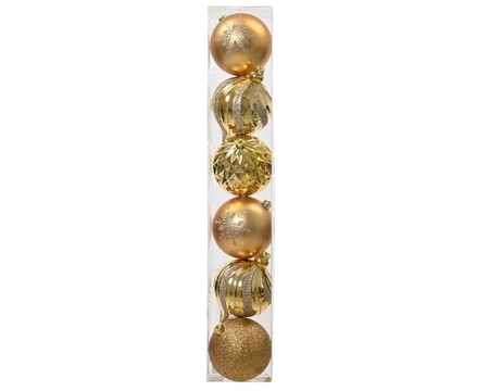 Decoris kerstbal set plastic | 6 stuks | 15 centimeter | licht goud - afbeelding 1
