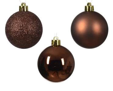 Decoris kerstball set plastic | 10 stuks | 6 centimeter | espresso - afbeelding 2
