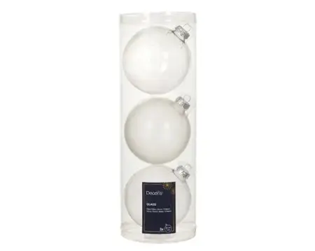 Decoris kerstballen glas 3st Zilver 10cm - afbeelding 1